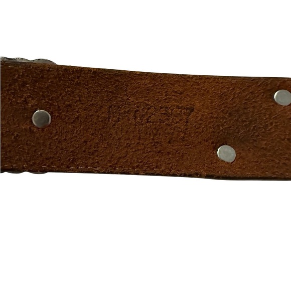 Vintage Leather Cowboy Concho Style 1992 Brown Belt - Picture 7 of 10